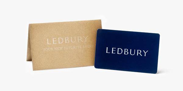 Ledbury physical gift card next to Ledbury gift card holder 