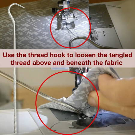 Image showing how to use the hook of the bird nest toolkit by Madam Sew
