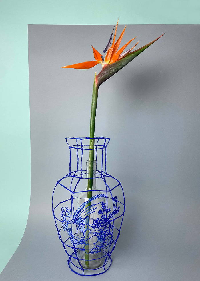 Iris Megens Handmade Artwork Vase Unique  Blue Art