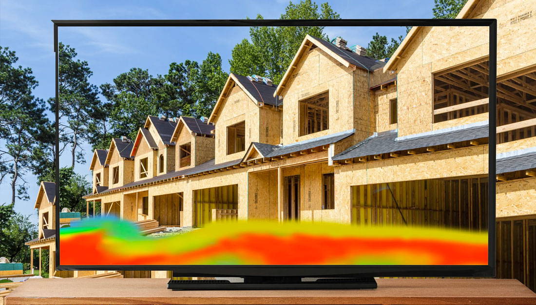 Heat map of residential construction site on monitor.