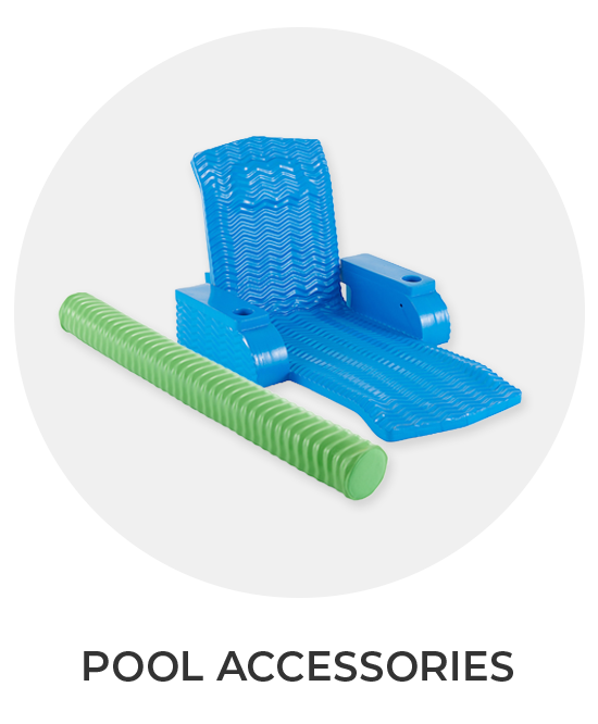 Blue pool chair and green pool noodle.