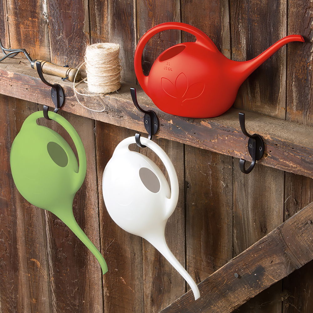 All 1/2 gal. watering can colors shown, including red, pearl white, and leaf green