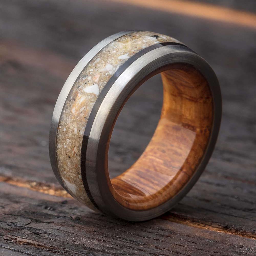 Memorial ash ring with wood sleeve
