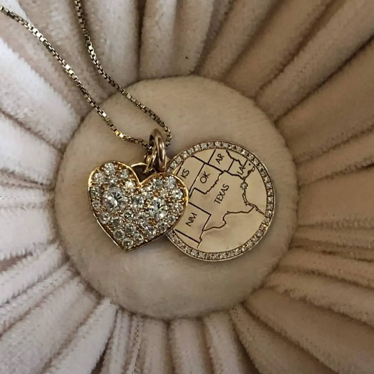 pave diamond heart necklace - family jewelry 