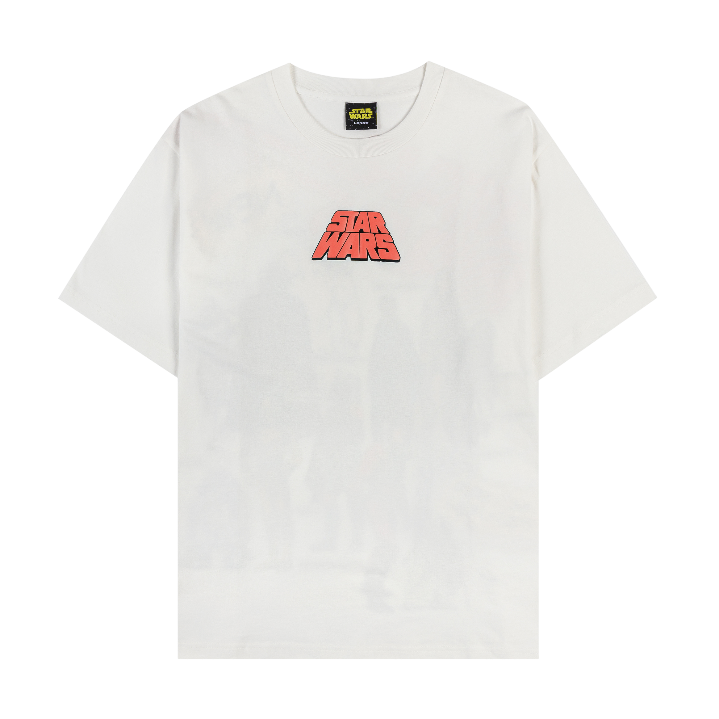 White t-shirt with a red 