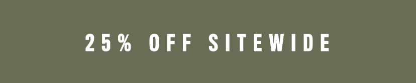 Text promoting 25% off sitewide sale.