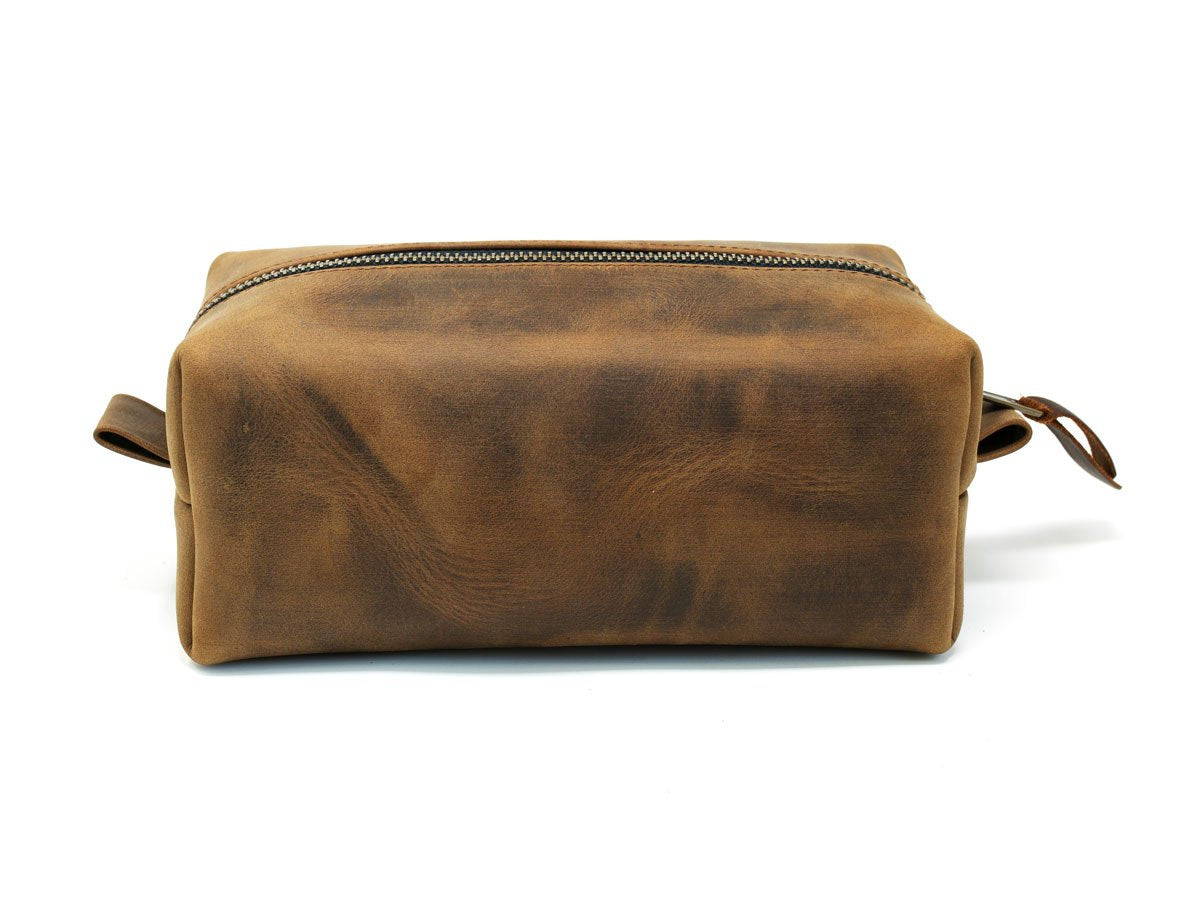MENS LEATHER DOPP KIT - CHOCOLATE COLOR