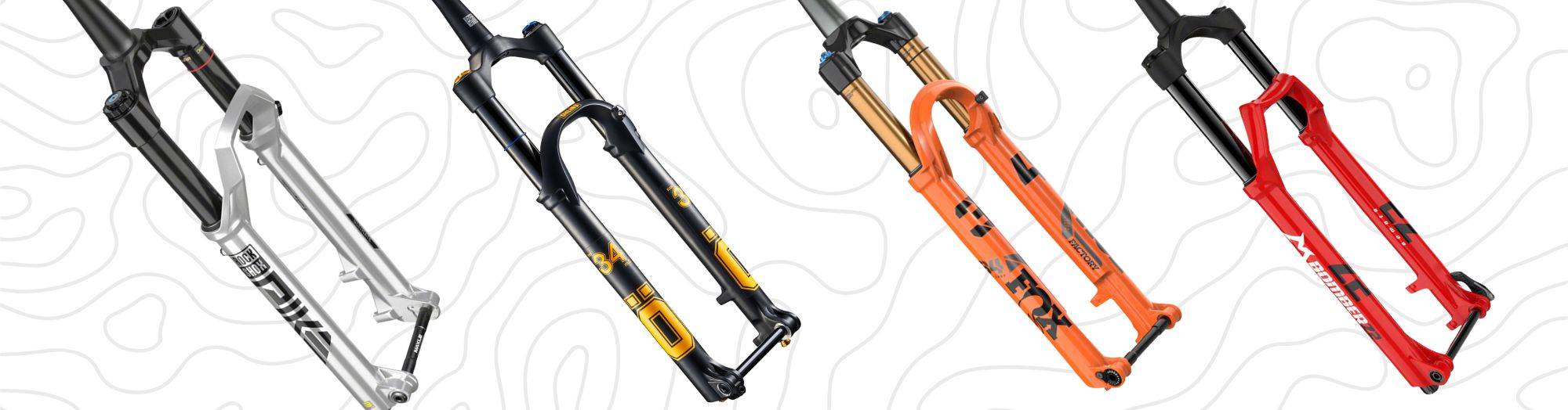 four mountain bike trail forks from rockshox marzocchi ohlins and fox