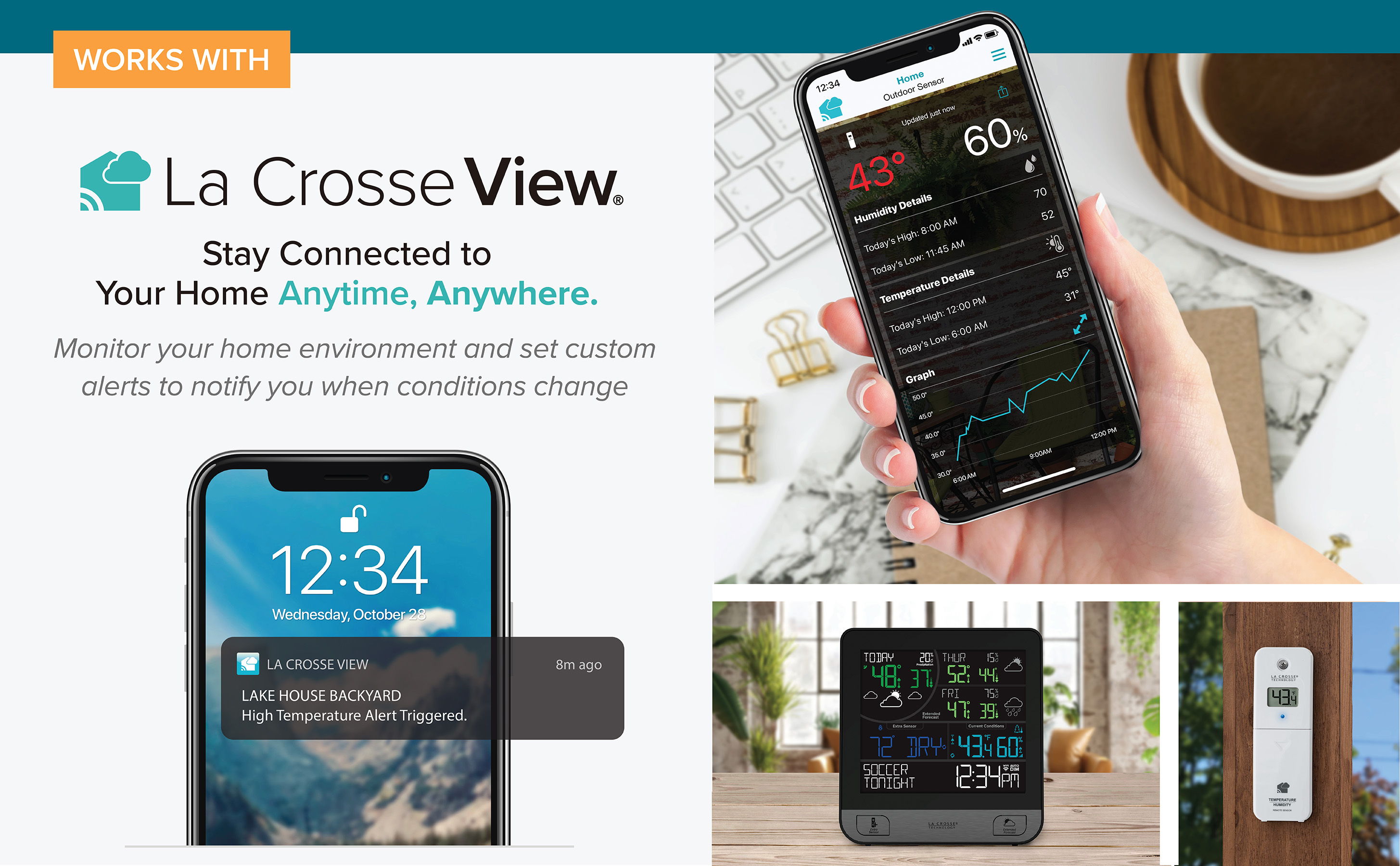 La Crosse View app promo. An app for home monitoring and device management.