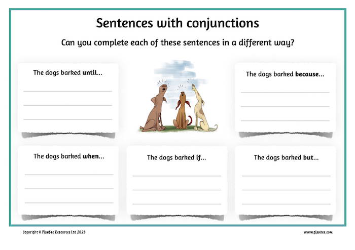 FREE Conjunctions Worksheets by PlanBee