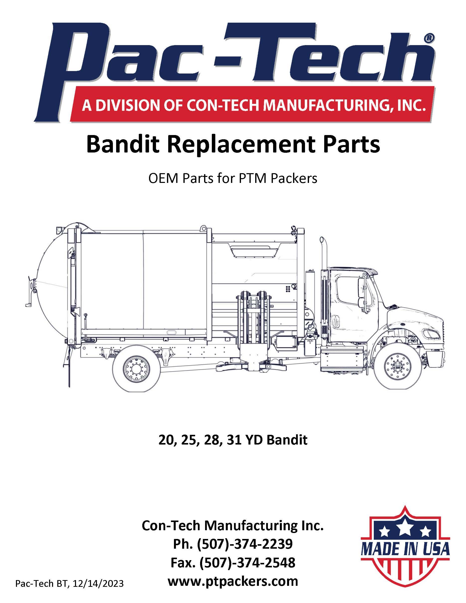 Automated Side Loader Bandit Replacement Parts Book