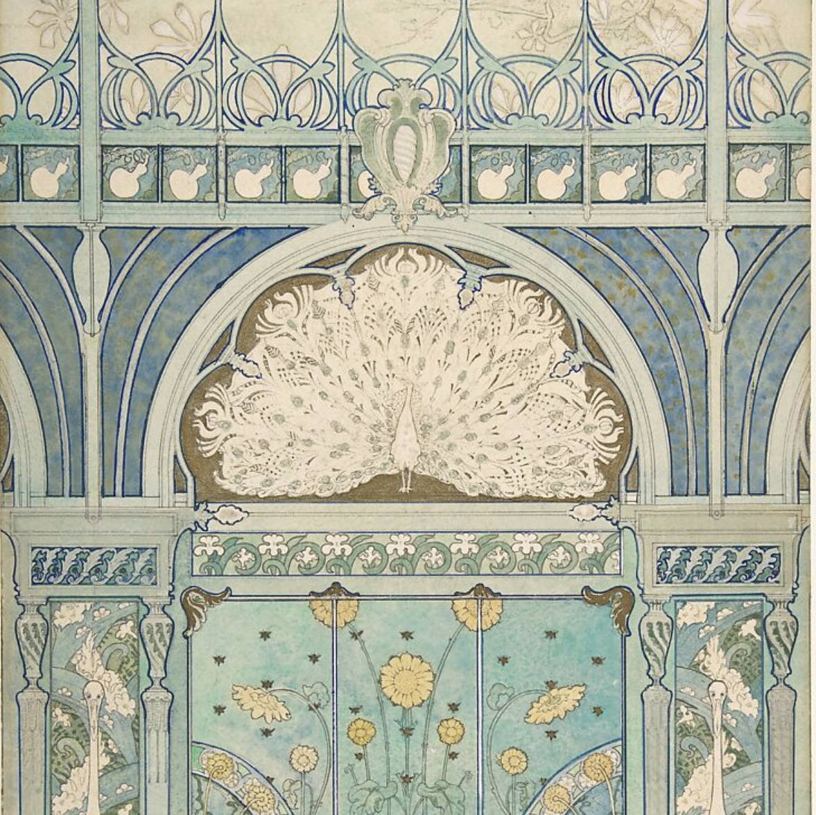 Art Nouveau Peacock Illustration