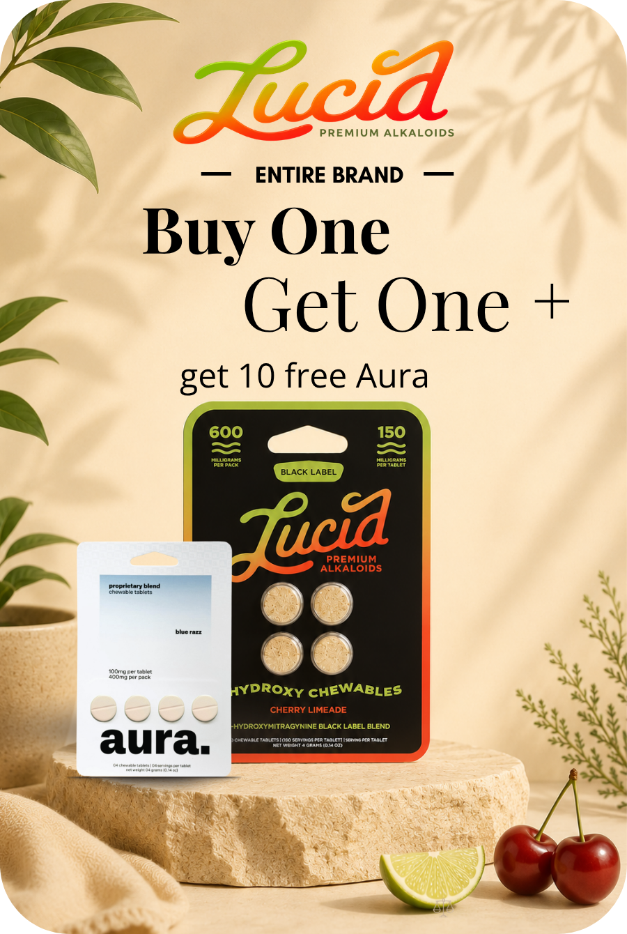 Lucid brand promotion: Buy One Get One + 10 free Aura.