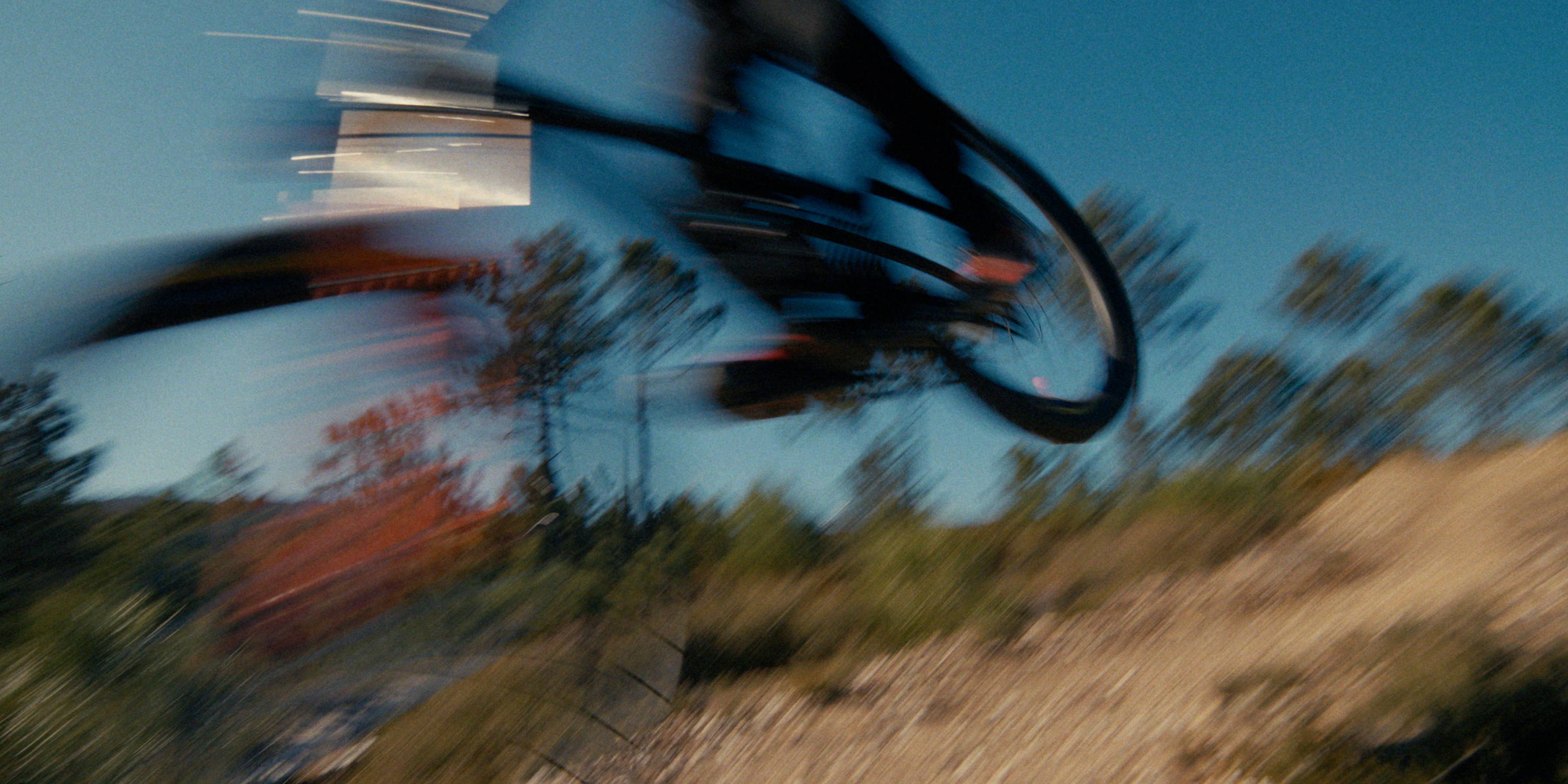 Mountain biker flying through the air