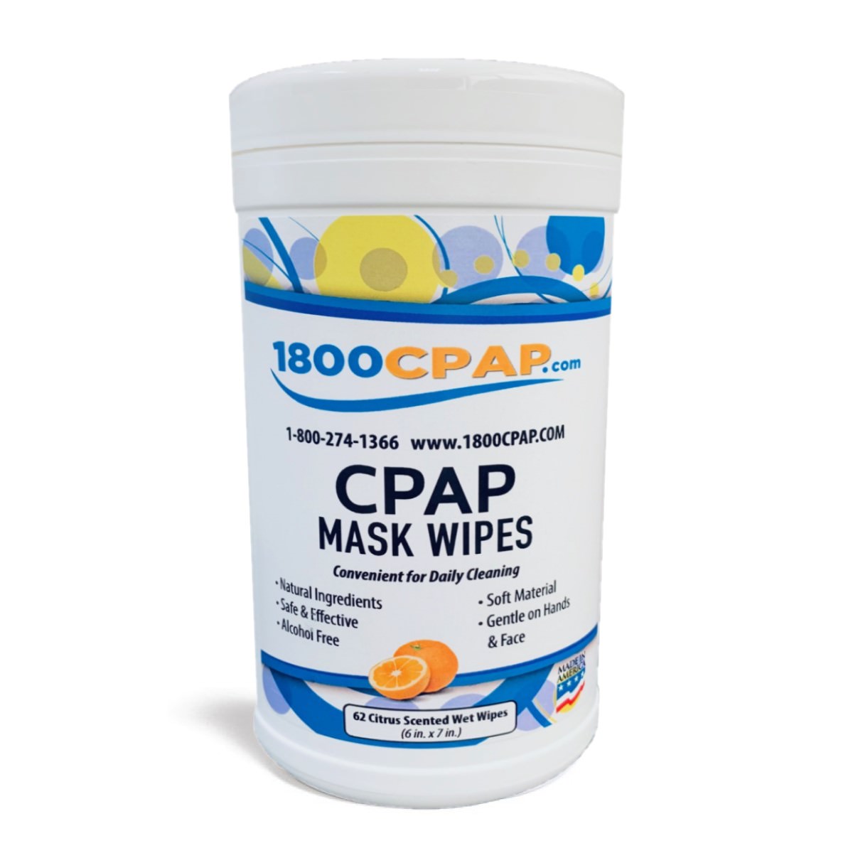 Stock photo of 1800CPAP.com CPAP Mask Cleaning Wipes Citrus Scented