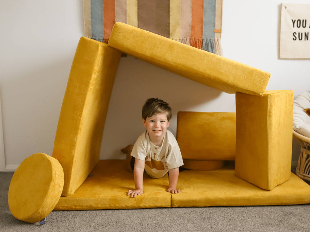 Modular kids play sofa in cubby build
