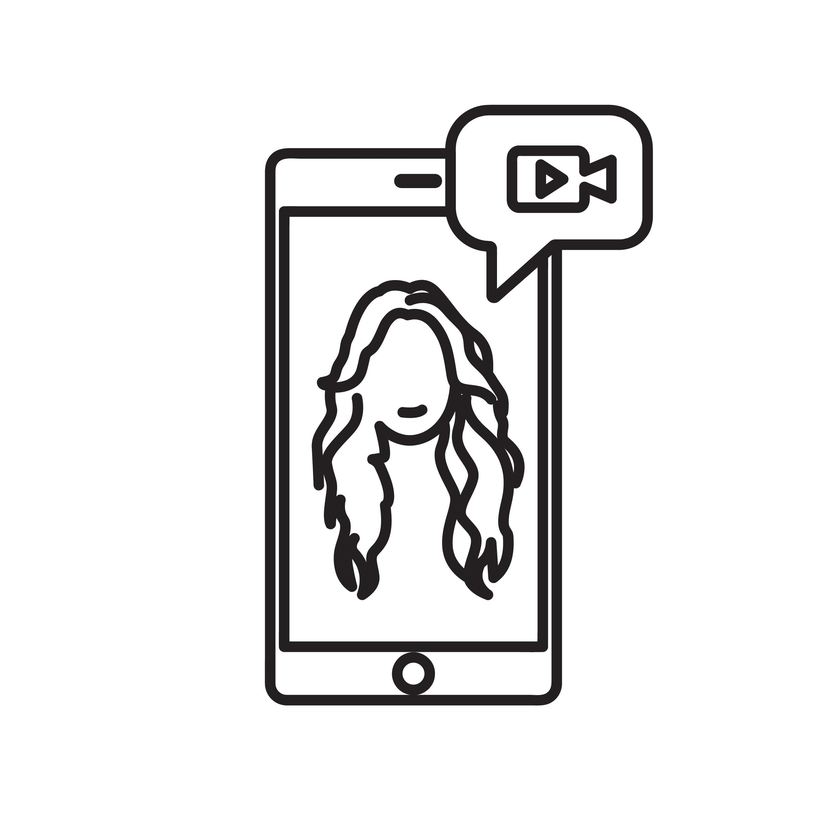 illustration of a person on a cellphone with a video icon 