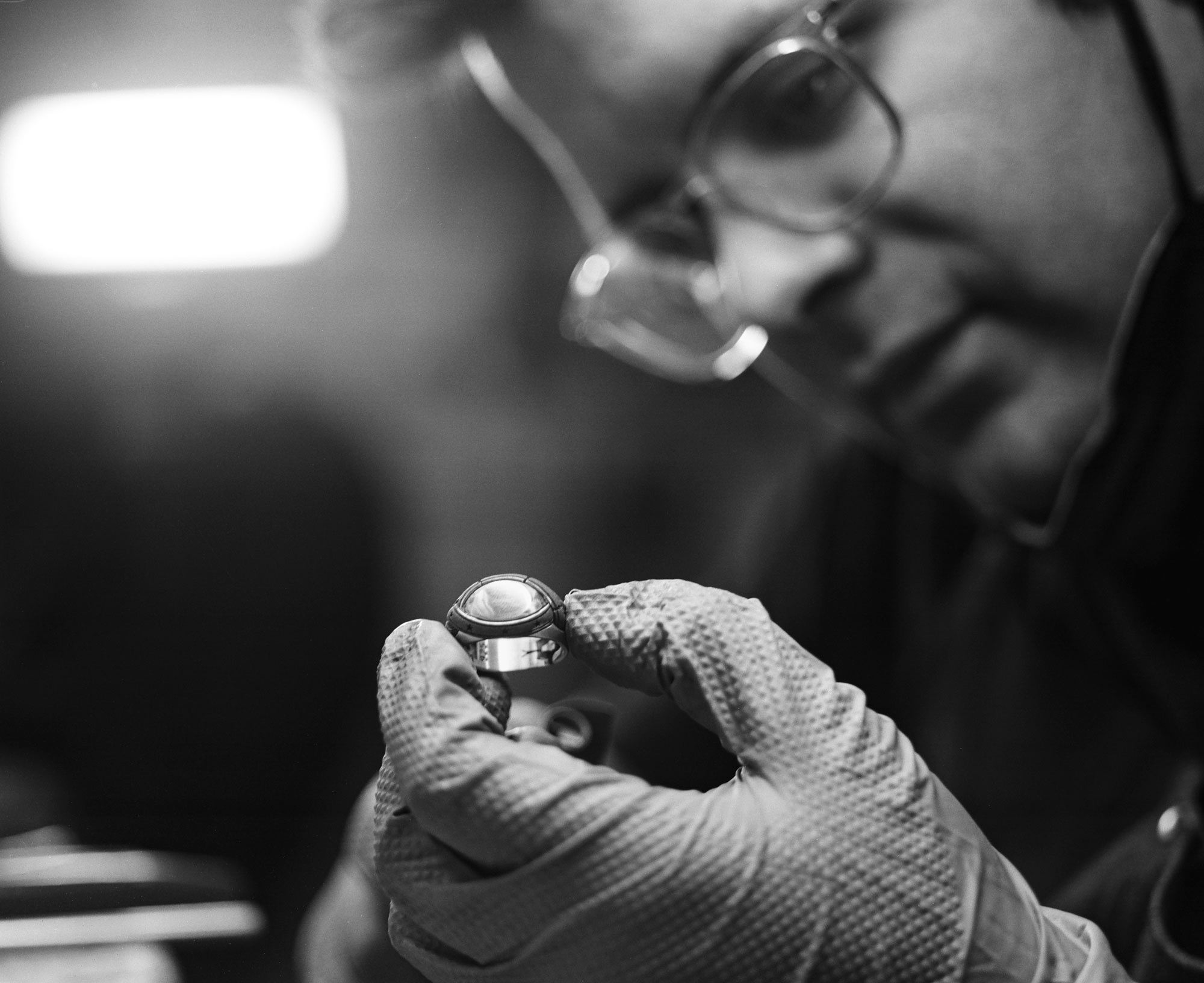 A NightRider jeweler handcrafting the Sons of Liberty Ring
