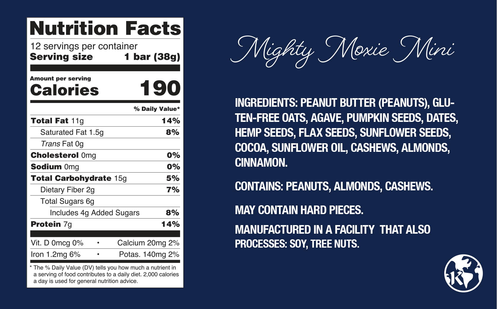Mighty Moxie Mini Protein Bar Nutrition Facts 