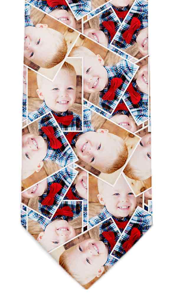 Custom photo tie with scattered pictures