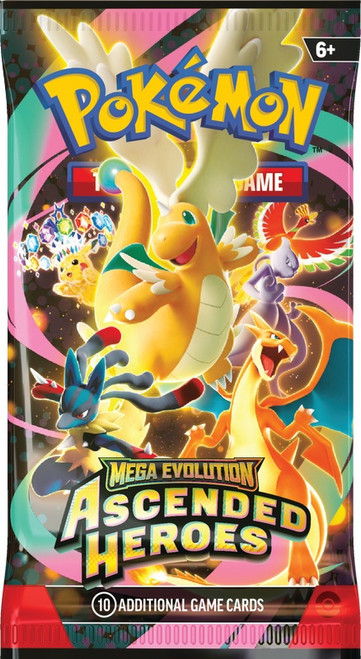 Pokémon trading card pack featuring Mega Evolution Ascended Heroes artwork.