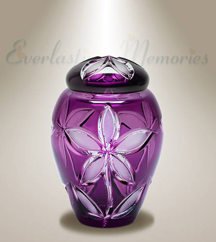 Keepsake Purple Flowers Crystal Urn