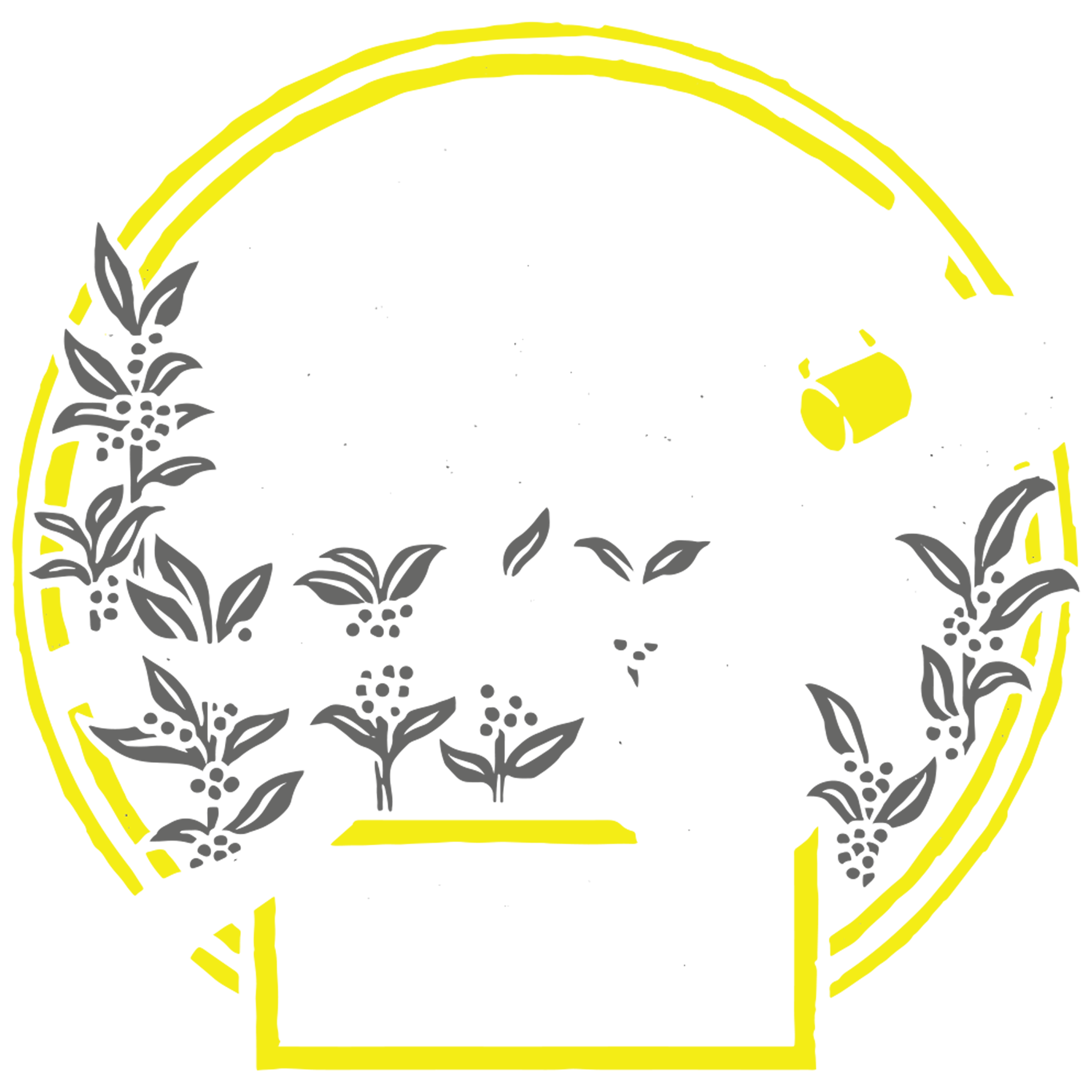 The Bones Coffee Company logo. It has a skeleton sipping from a coffee cup resting on greenery.