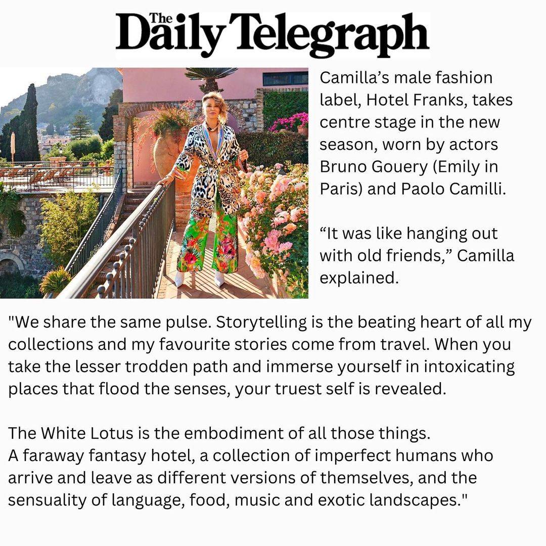 The Daily Telegraph covers Camilla Franks on the set of the White Lotus TV Show