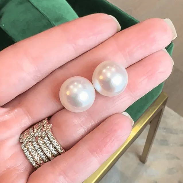 pearl and diamond earrings - pearls