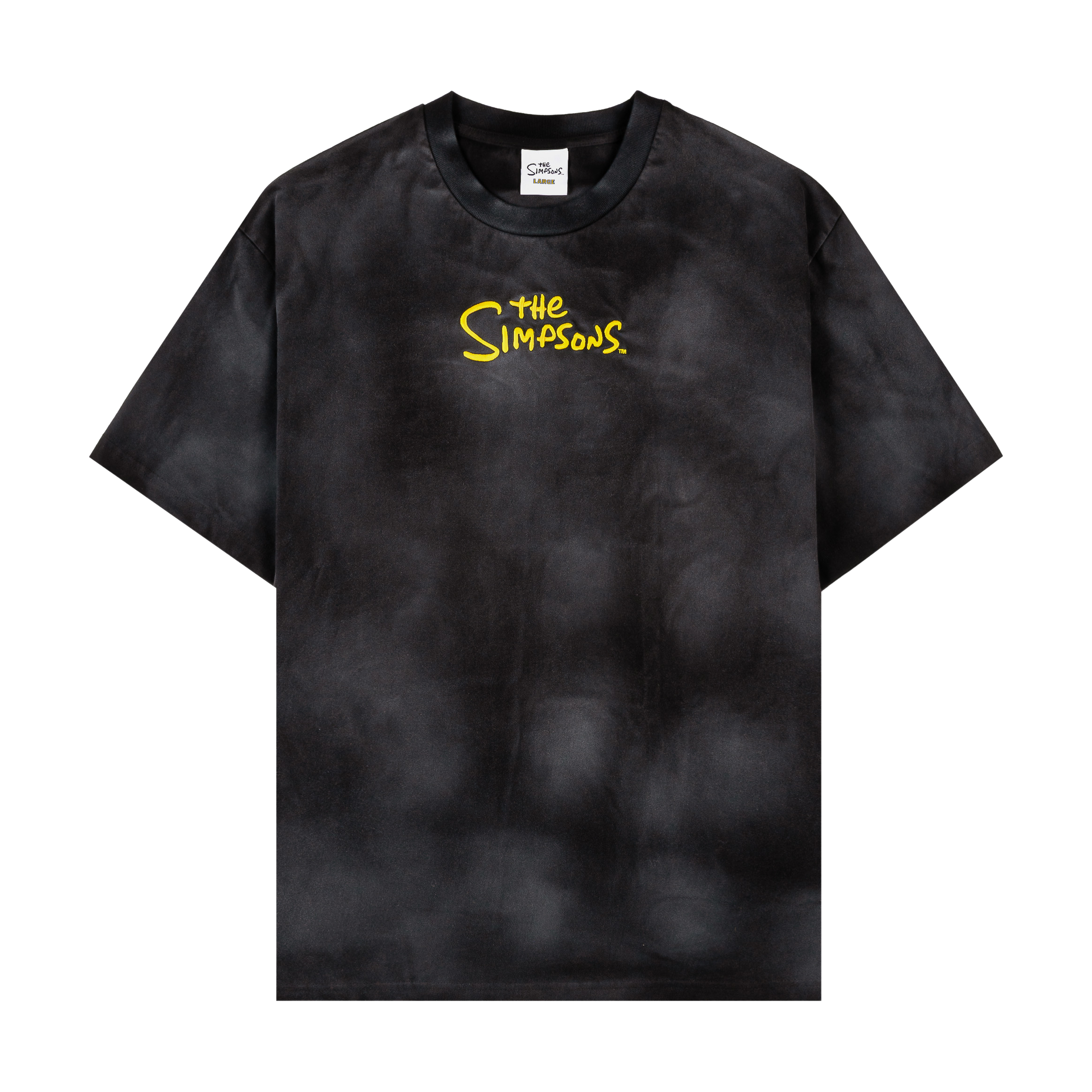 Black tie-dye t-shirt featuring 