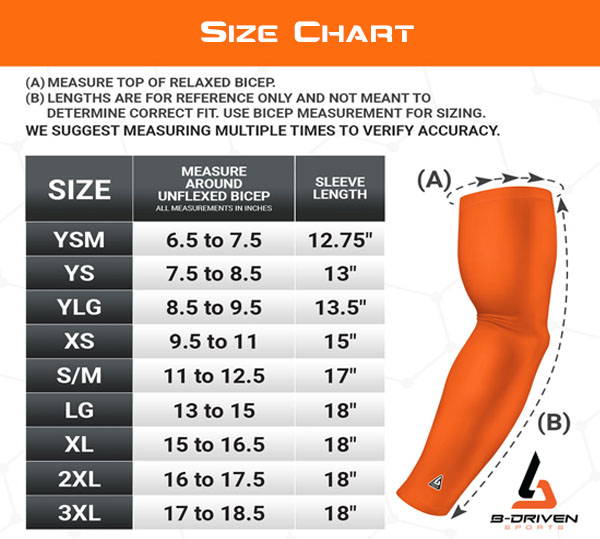 Women For Men B-Driven Sports Athletic Arm Sleeve With Compression Boys & Girls Great Arm & Elbow Support With 40+ Designs To Choose From Large 