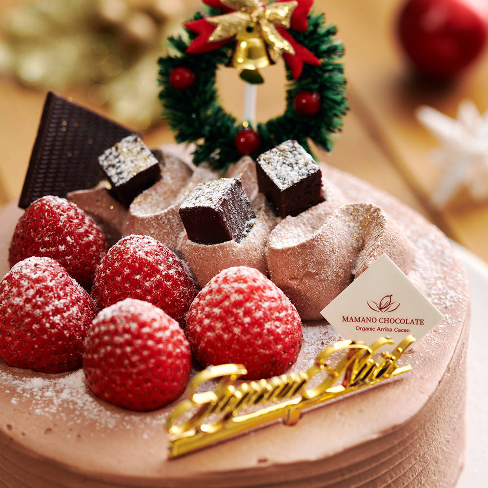 アリバチョコ生クリームのクリスマスデコレーションケーキ 5号 ママノチョコレート Mamano Chocolate