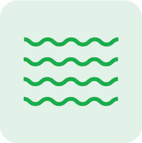 Green wavy lines on a light background, representing water or waves.