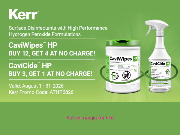 Kerr surface disinfectants promotional offer with product details and discount information.
