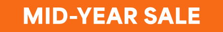 Mid-year sale promotional banner with bold text on orange background.