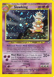 pokemon card sets in order - A Pokémon card featuring Slowking with cosmic background and abilities listed.