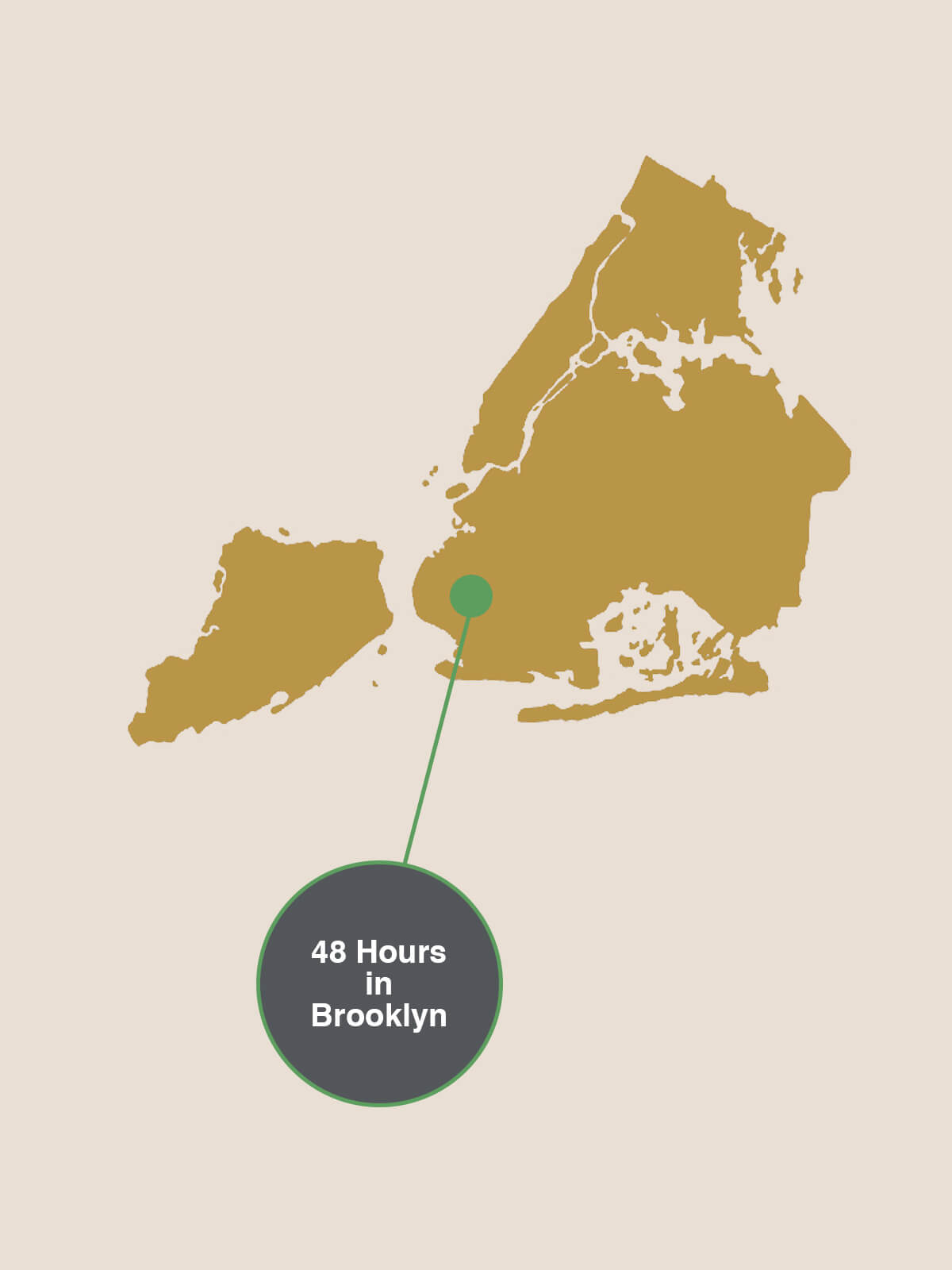 A map of New York with a pointer to Brooklyn.