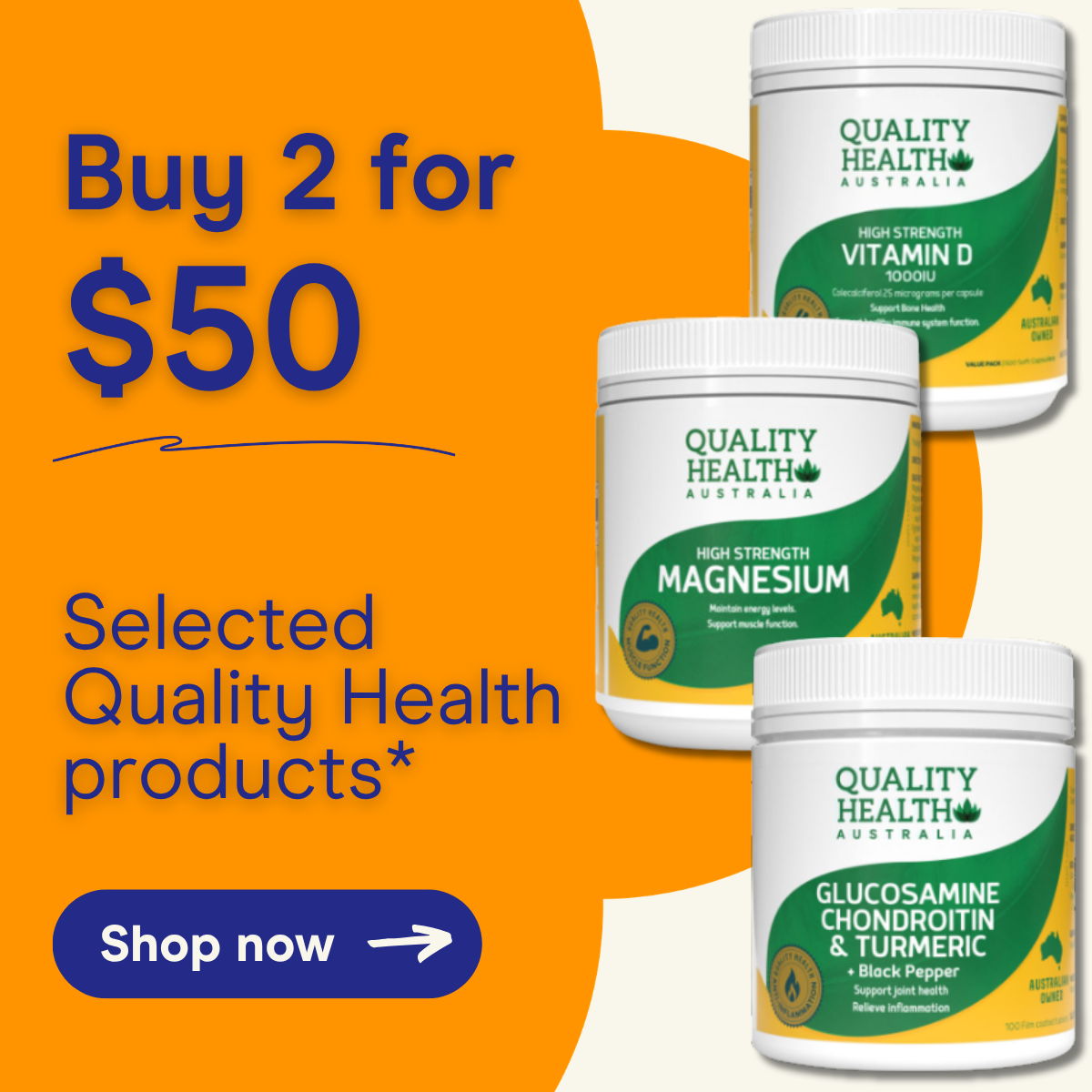 Buy 2 for $50 on selected Quality Health products. Shop now
