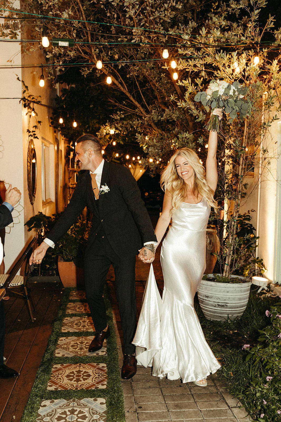 Bride and Groom celebrating after ceremony