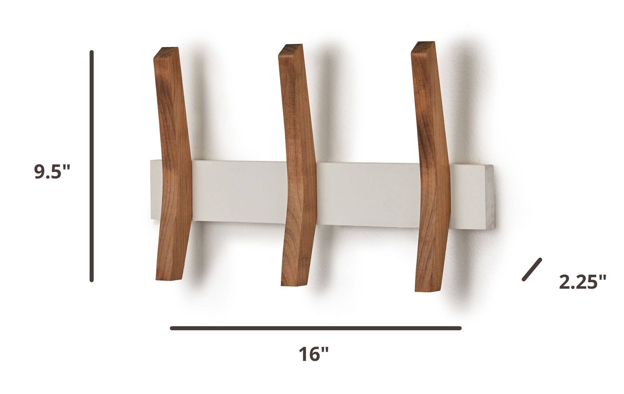 16 inches wide wooden wall coat rack