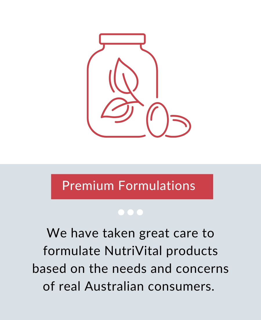 Illustration of a jar with leaves and capsules, promoting NutriVital products.