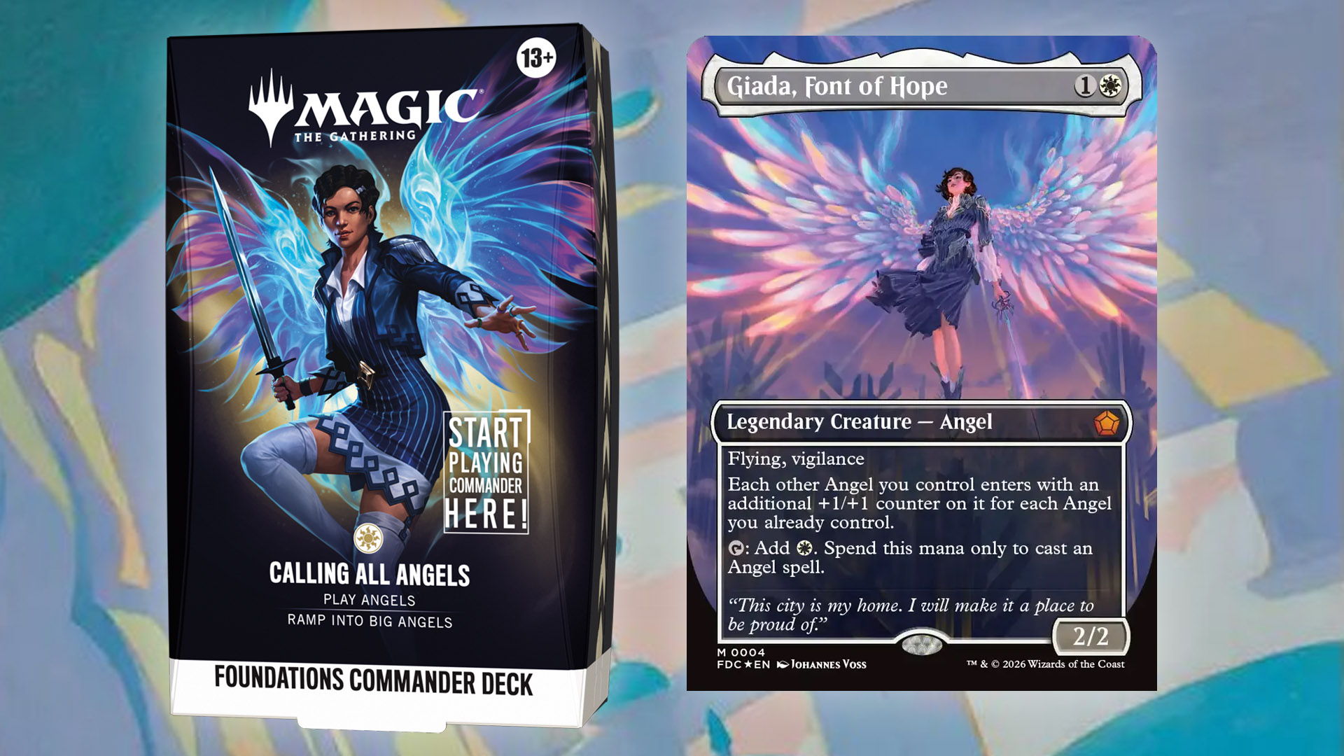 The Magic: The Gathering Foundations Commander Deck Calling All Angels featuring the card Giada, Font of Hope.