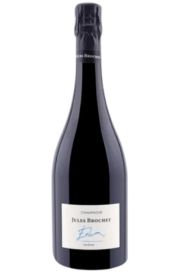A bottle of Jules Brochet champagne with a signature label.