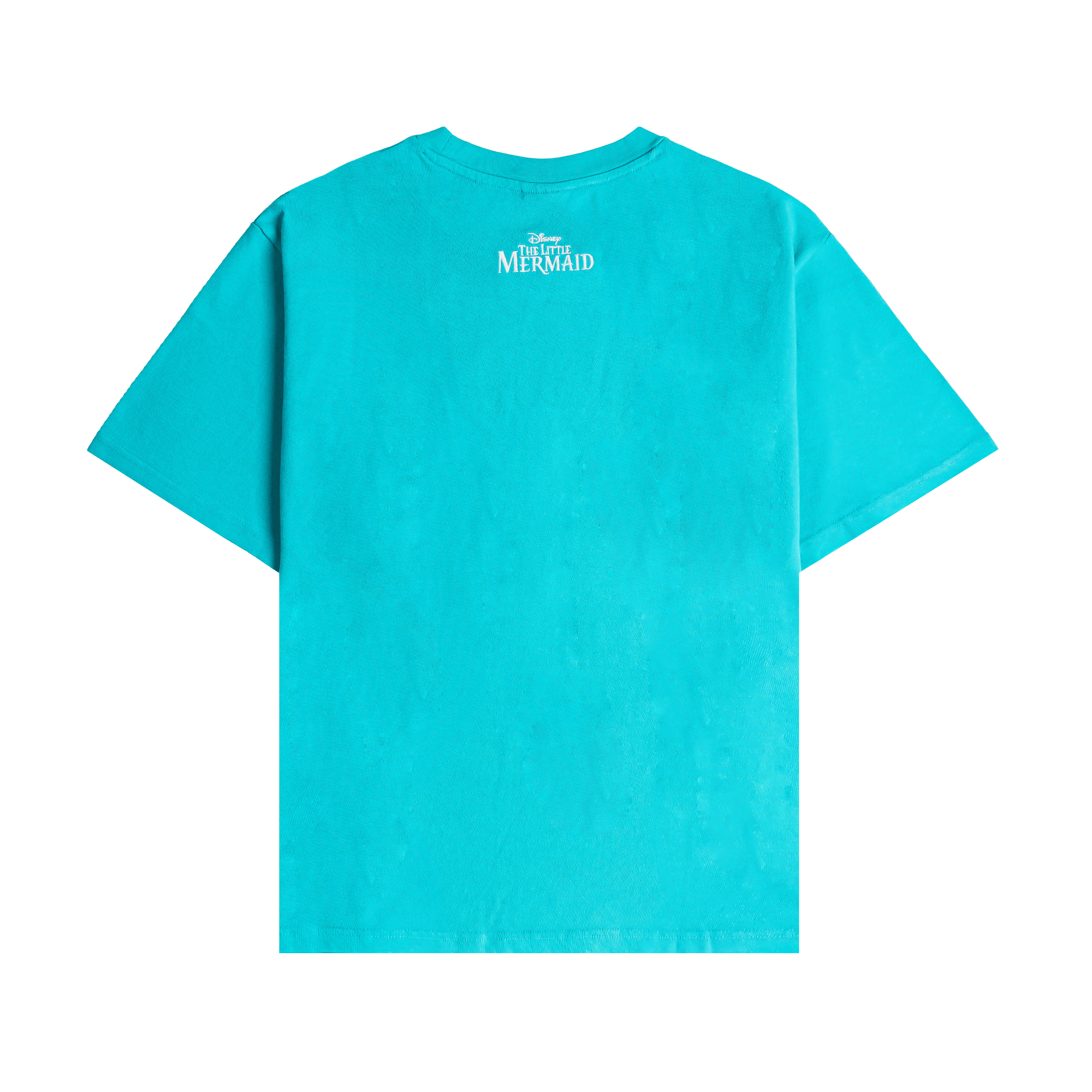 Aqua t-shirt featuring a mermaid design with waves.