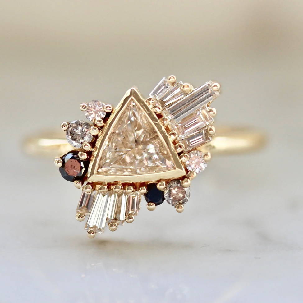 Champagne Diamond Cluster Ring