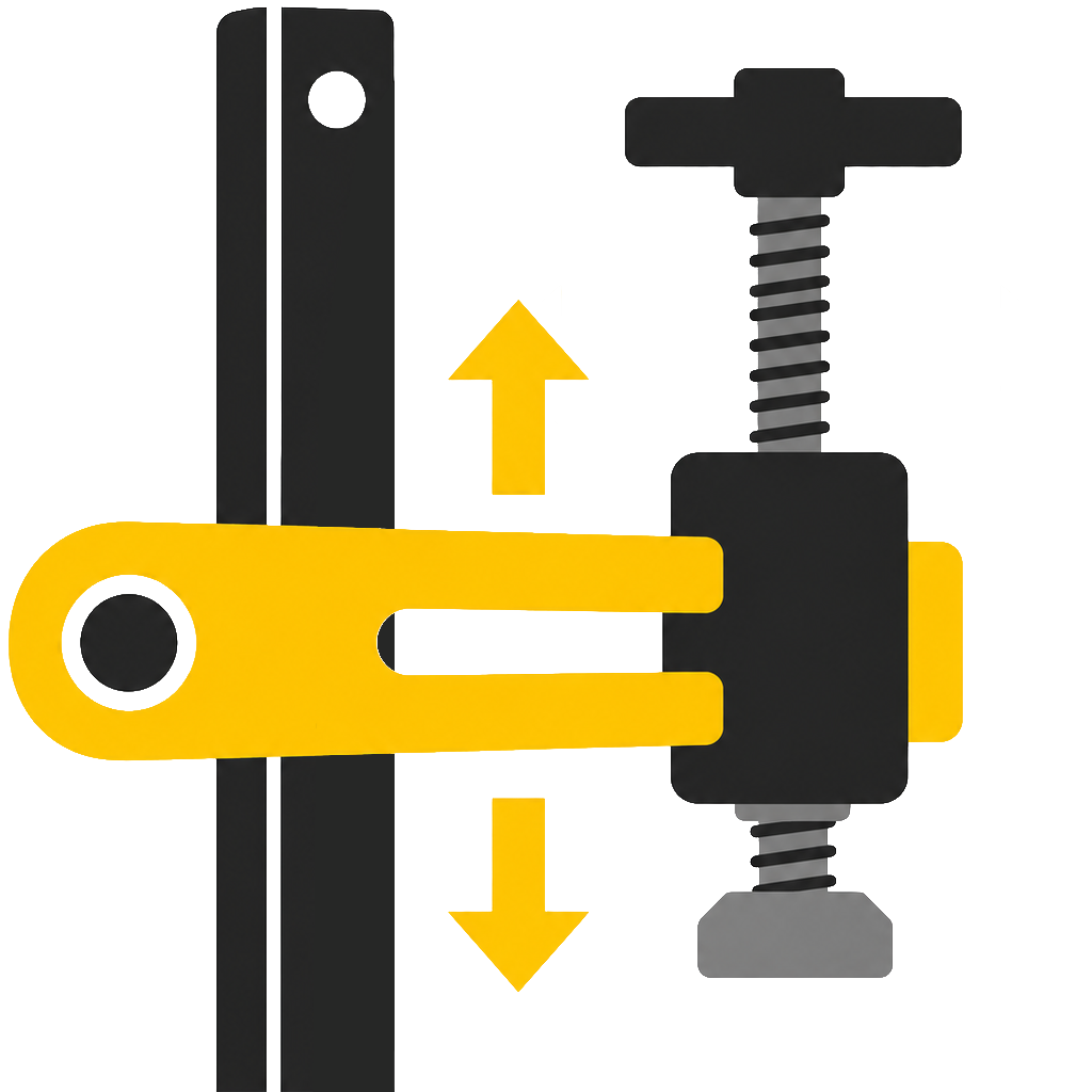 Illustration of a clamp mechanism with adjustable height.