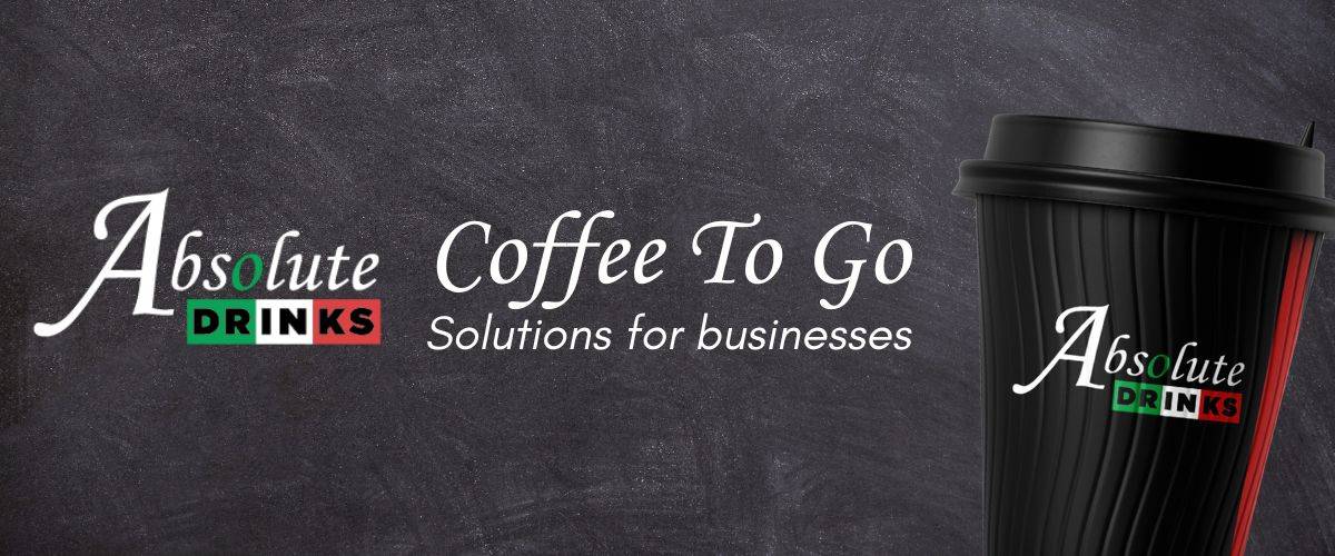Chalkboard background - text Absolute Drinks Coffee To Go, solutions for businesses