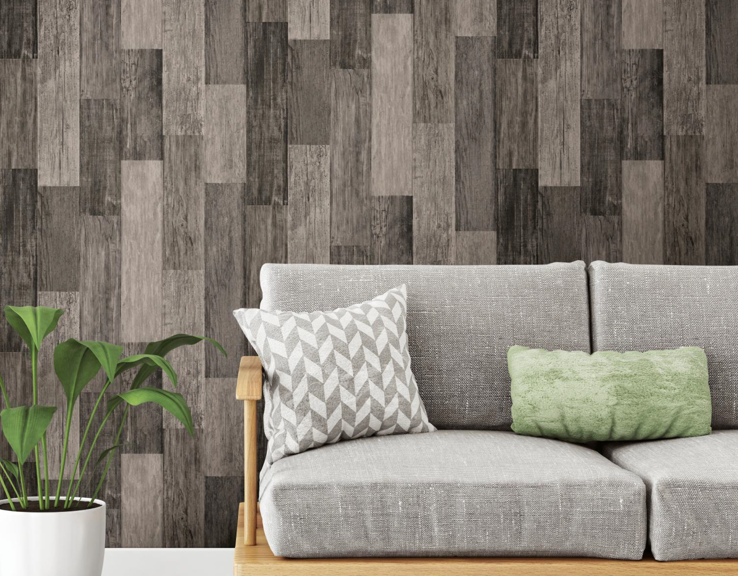 Weathered Black Tricolor Rustic Wood Planks Wallpaper