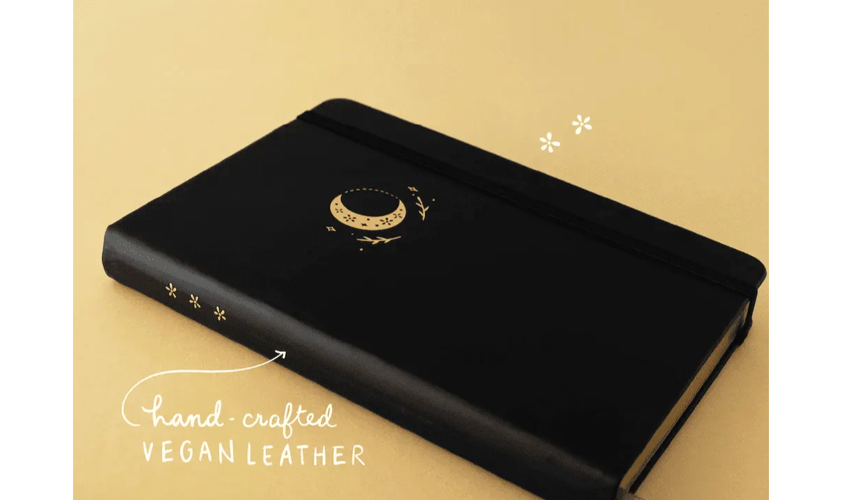 Notebook Therapy Tsuki Bullet Journal Moonflower Hand-crafted Vegan Leather