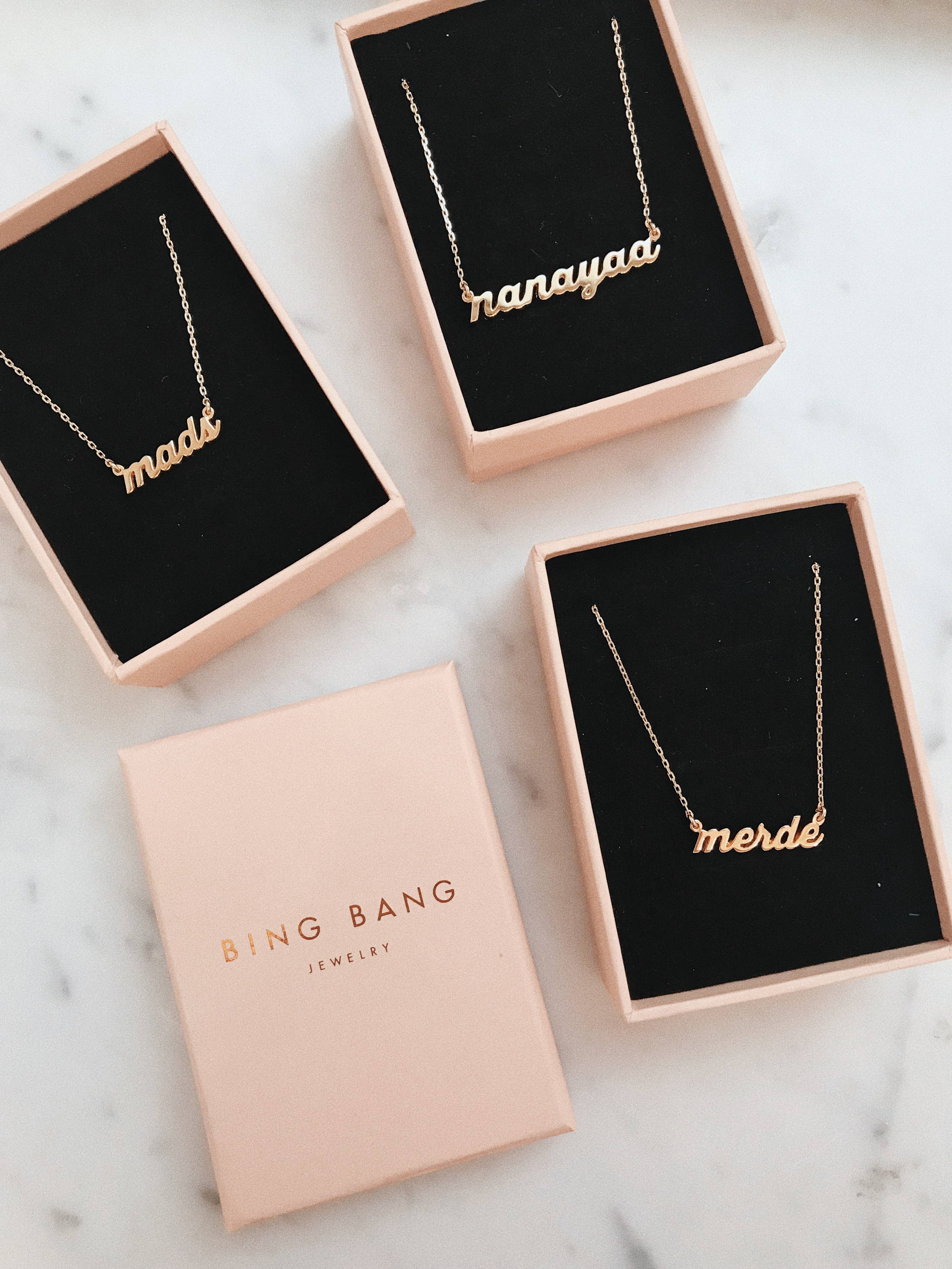 Custom Nameplate Necklace - Bing Bang by Anna Sheffield